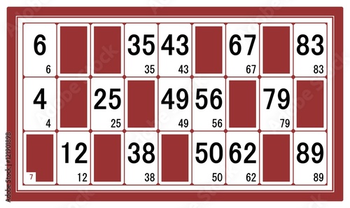 Carton de loto numéro 7 