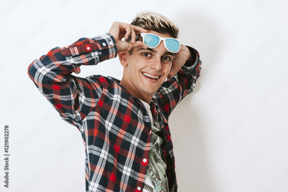 boy urban style on white background boy urban style on white background
