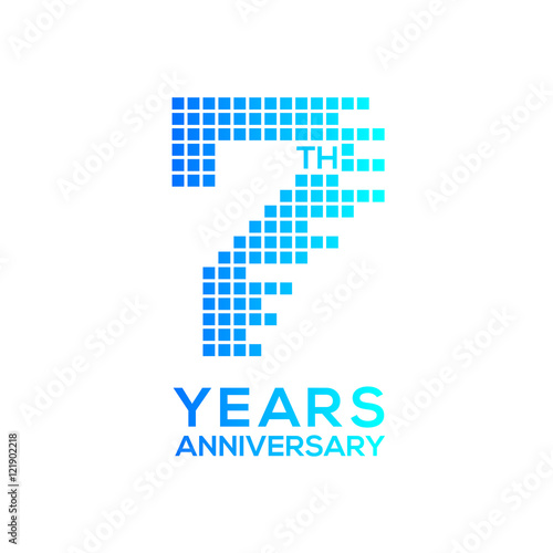 7 years anniversary with a pixels digital,technology logo