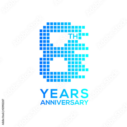 8 years anniversary with a pixels digital,technology logo