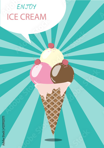 Mixed ice cream scoops,Vector illustrations