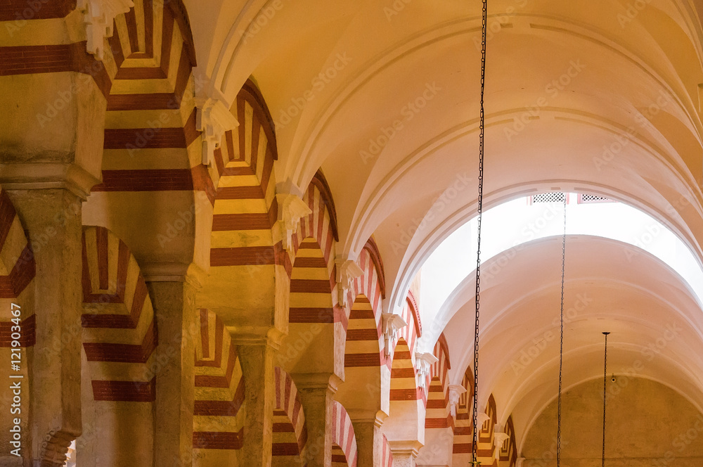 Fototapeta premium Inside beautiful medieval Cathedral - Mezquita. Cordoba, Andalusia province, Spain.