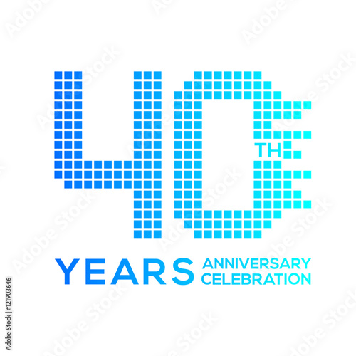 40 years anniversary with a pixels digital,technology logo