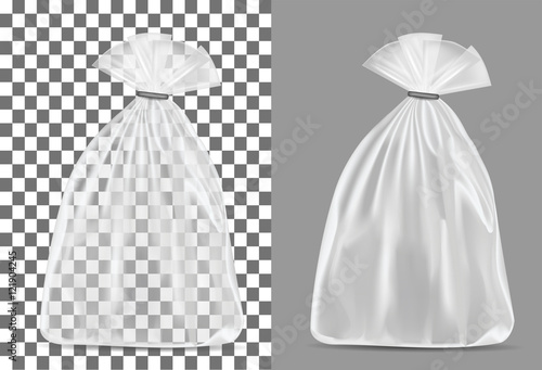 Transparent blank foil or paper packaging. Sachet for bread