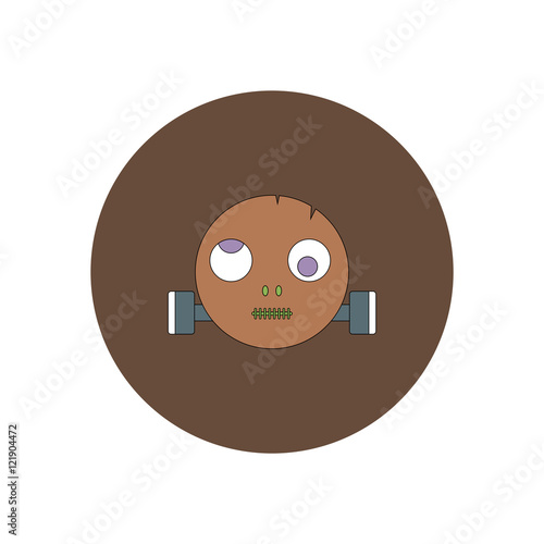 Vector illustration in flat design Halloween icon monster head