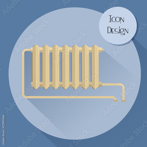 Cast iron heating radiator. Design icons in flat style.