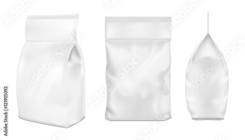 White blank plastic or paper washing powder packaging.