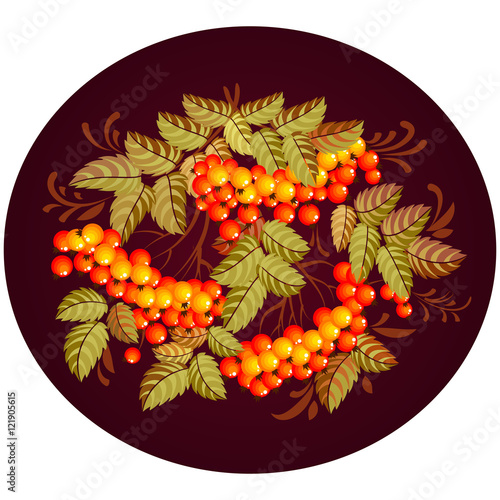 Russian Khokhloma painting ,Russian style decoration and design element, vector graphics.