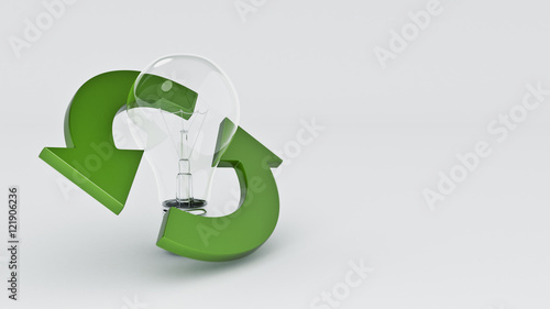 Fotografie recycle sign with light bulb. 3d rendering