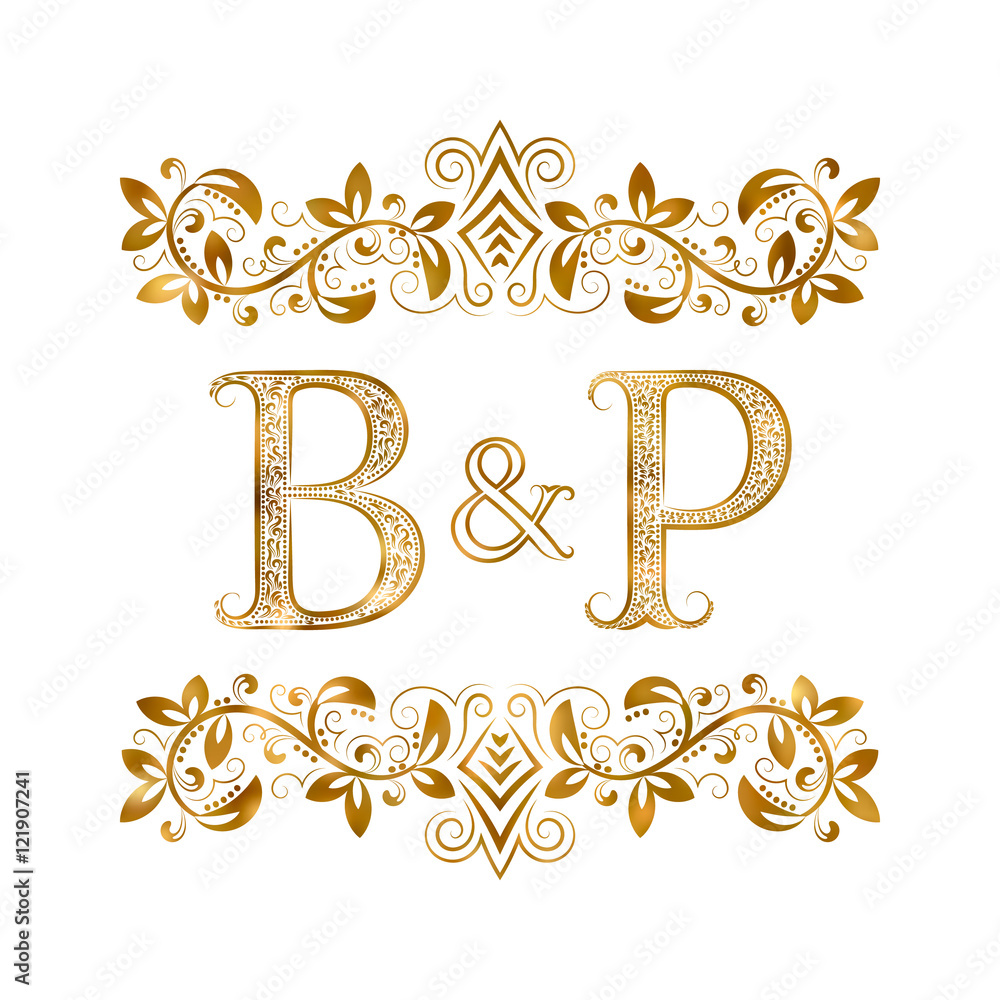 B&P vintage initials logo symbol. Letters B, P, ampersand surrounded ...