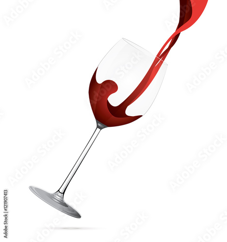 Pouring red wine into the glass. Vector illustration. 