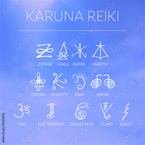 Sacred geometry. Reiki symbol. The word Reiki is made up of two Japanese words, Rei means 'Universal' - Ki means 'life force energy'.