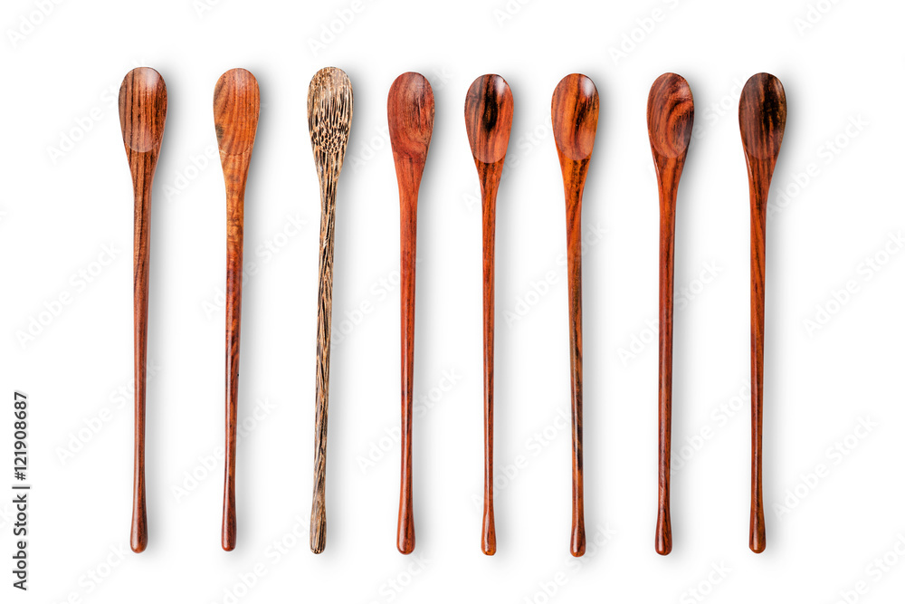 Set of the wooden spoons isolated on white background Set of the wooden spoons isolated on white background