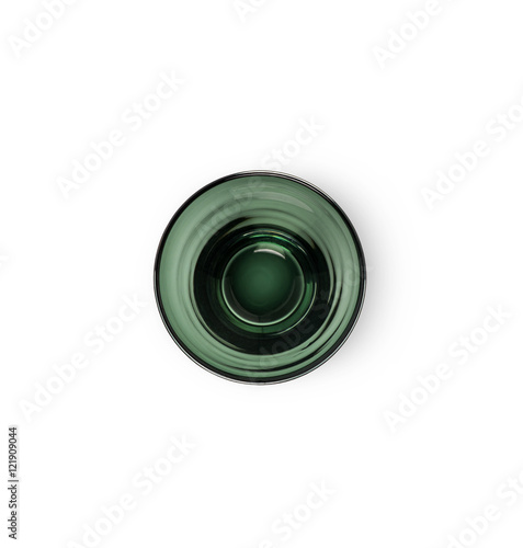 Top view of empty glass on white background