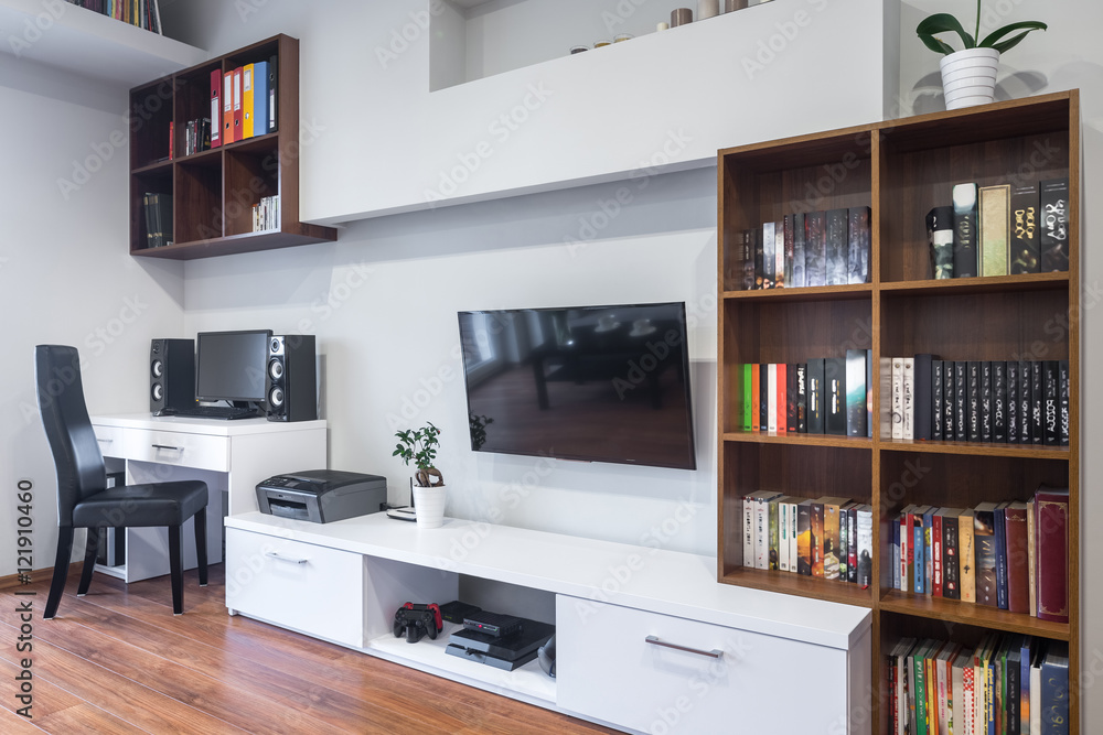 Fototapeta premium Living room and office combined