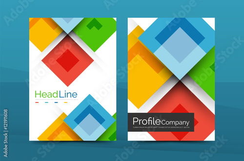 Set of front and back a4 size pages, business annual report design templates