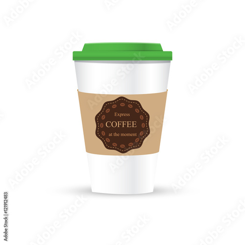 A coffee cup vector illustration with logo