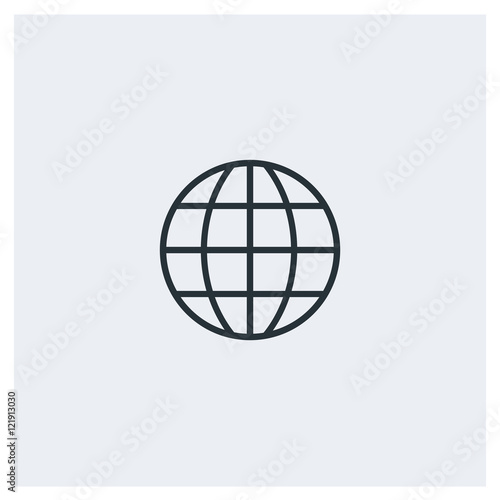 Globe flat icon, image jpg, vector eps, flat web, material icon, icon with grey background	