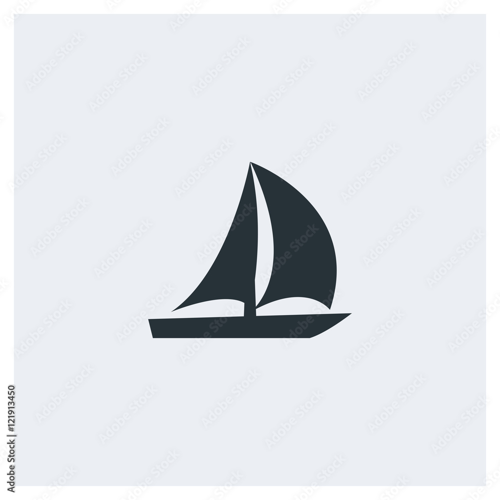 Boat flat icon, yacht flat icon, image jpg, vector eps, flat web, material icon, icon with grey background	