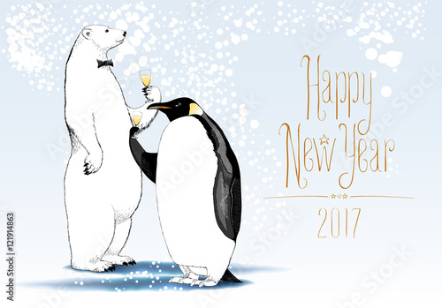 Happy New Year 2017 vector seasonal greeting card