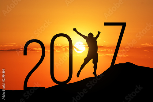 silhouette man jumping over 2017