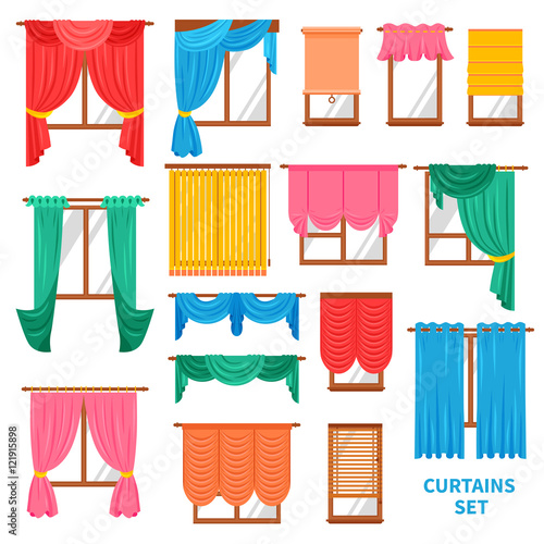 Window Curtains And Blinds Set