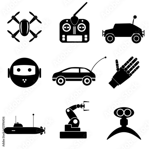 hi-tech modern technology toys simple black icons collection eps10