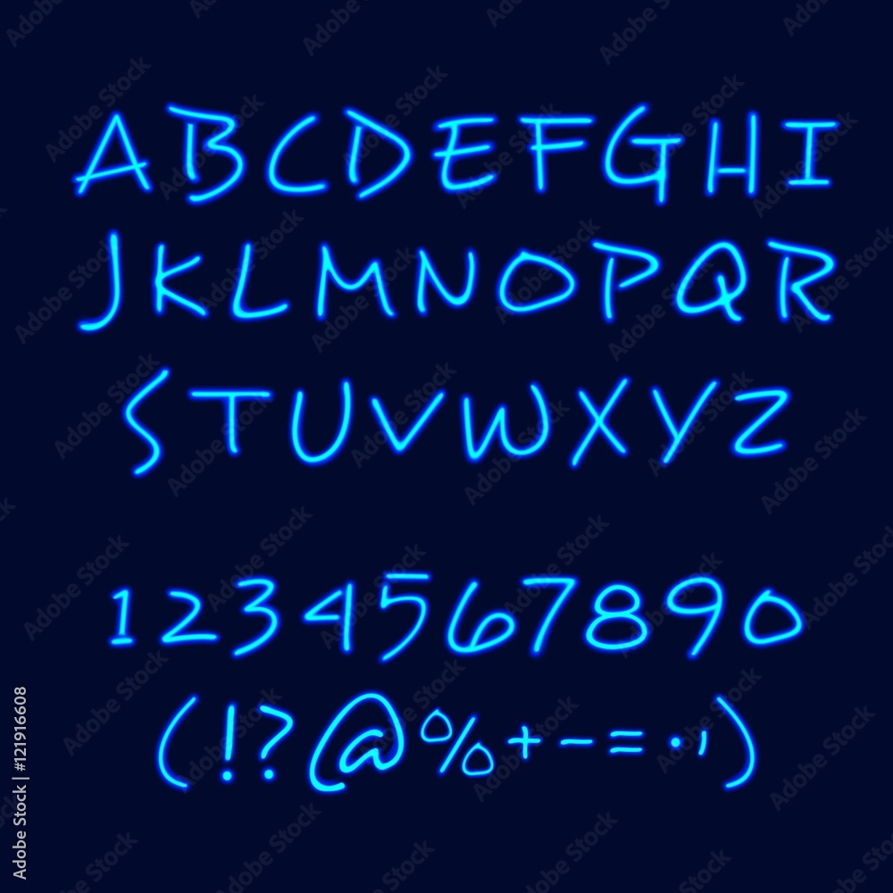Hand Lettering Neon Style Blackboard Poster Hand Lettering Neon Style Blackboard Poster