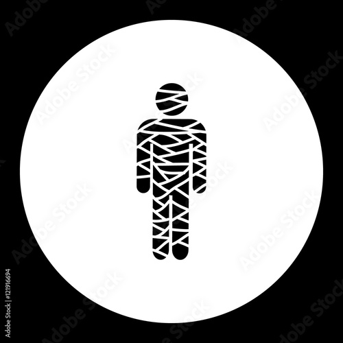 black isolated ancient mummy simple icon eps10