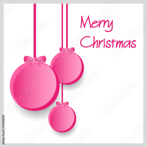 three pink paper christmas decoration baubles hanging eps10