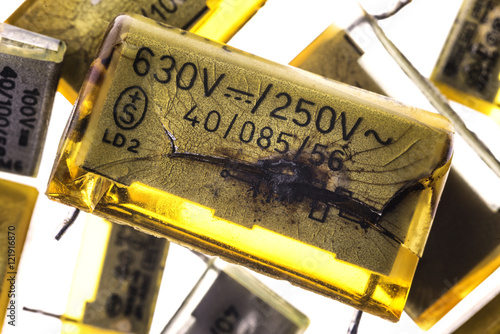Ruined old-school yellow electrical parts