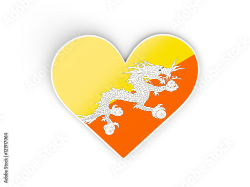 Flag of bhutan  heart shaped sticker