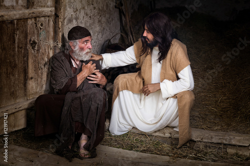 Tablou canvas Jesus healing the lame old man