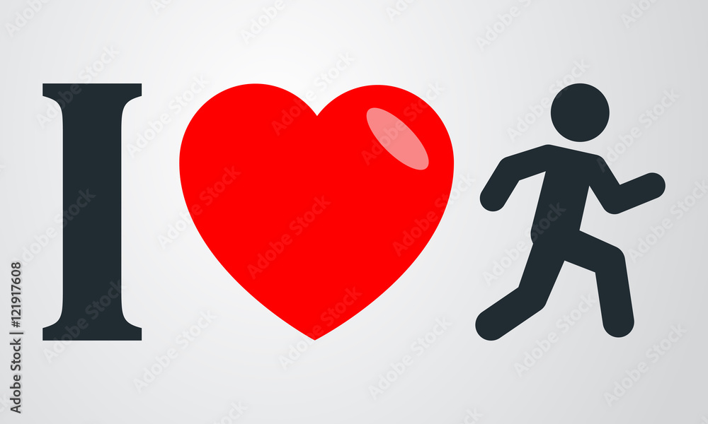 Icono plano i love corredor en fondo degradado Icono plano i love corredor en fondo degradado