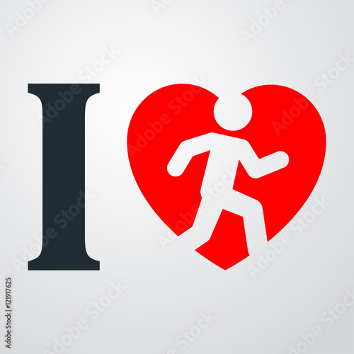 Icono plano i love corredor en fondo degradado
