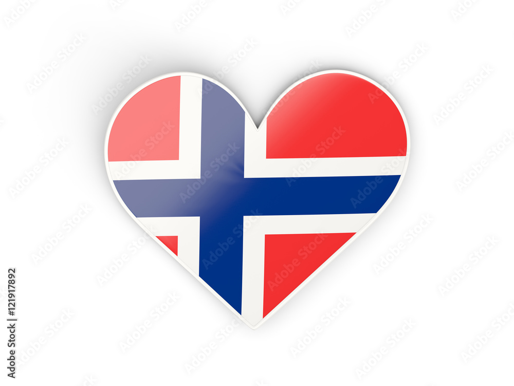 Obraz premium Flag of norway, heart shaped sticker