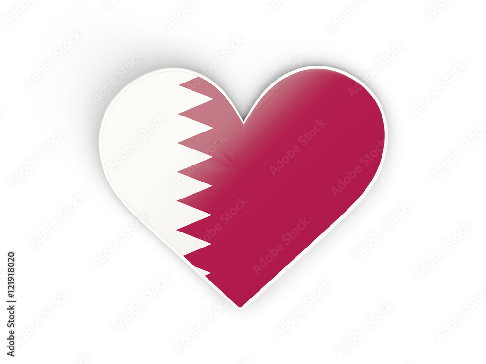 Flag of qatar, heart shaped sticker Flag of qatar, heart shaped sticker