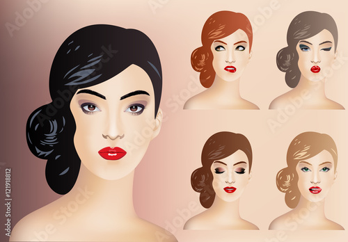 Makeup creator. Set for fashion modeling female faces.