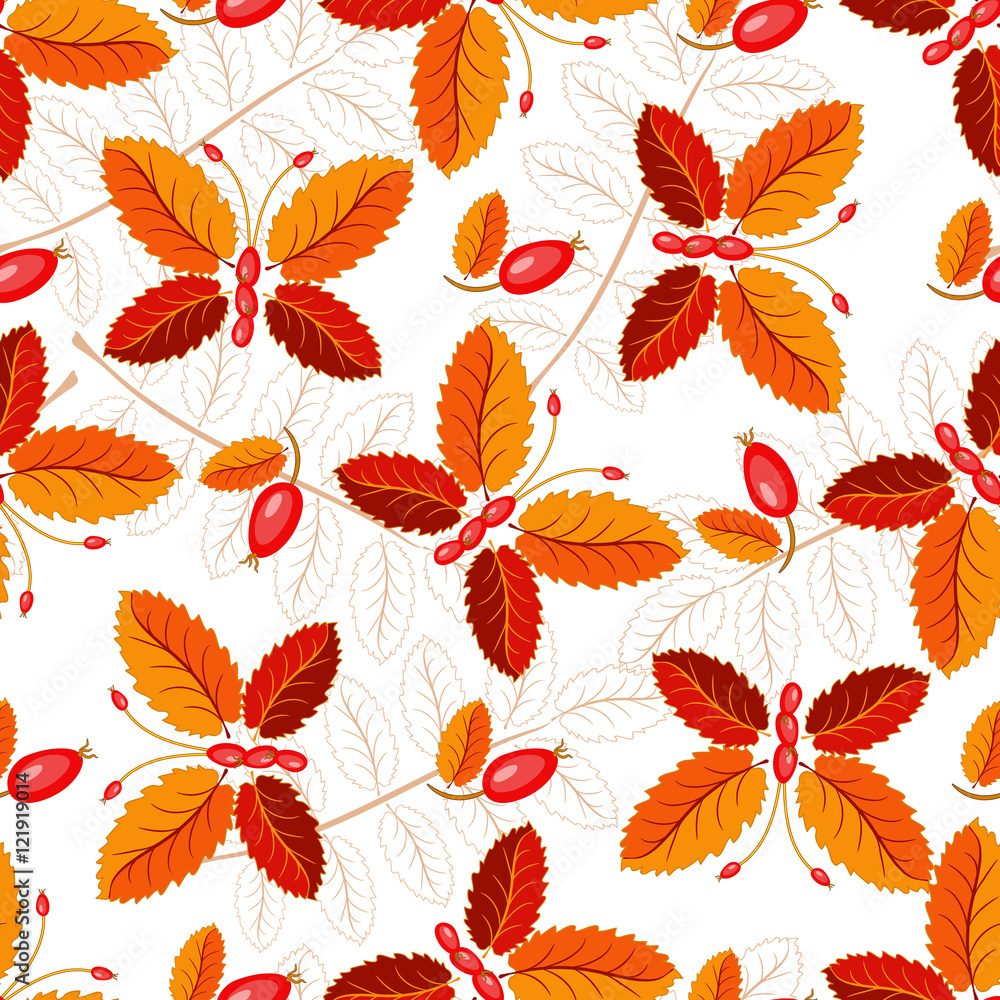 Seamless autumnal pattern with butterflies