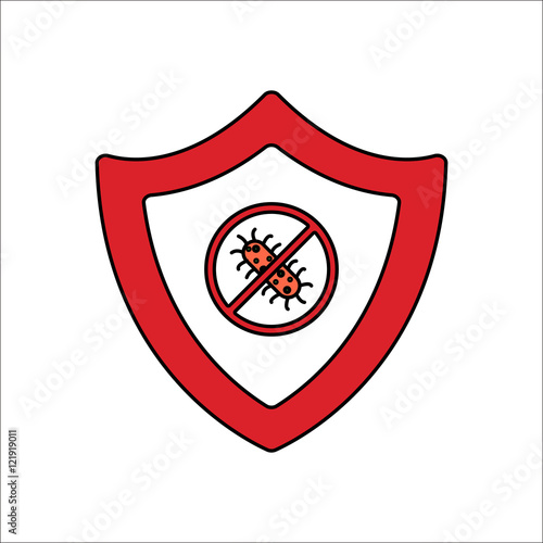 Bug shield antivirus security flat sign icon on background