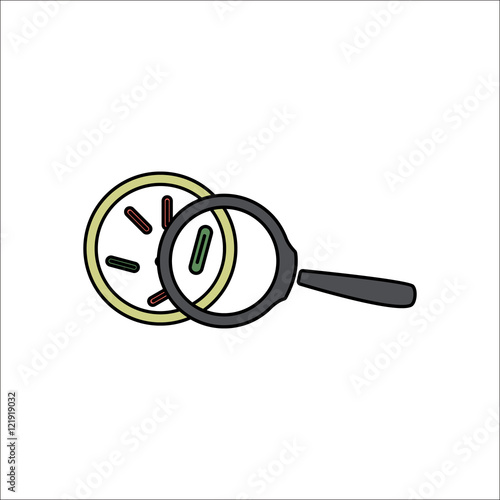 Virus bacteria Magnifying glass flat sign icon on background