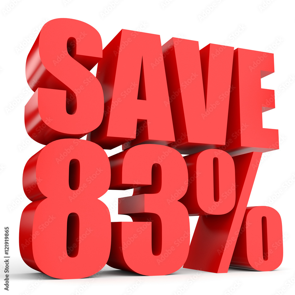 Discount 83 percent off. 3D illustration on white background. Discount 83 percent off. 3D illustration on white background.