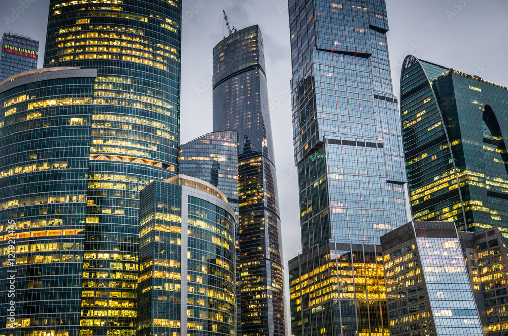 Obraz premium Skyscrapers of Moscow city business center.