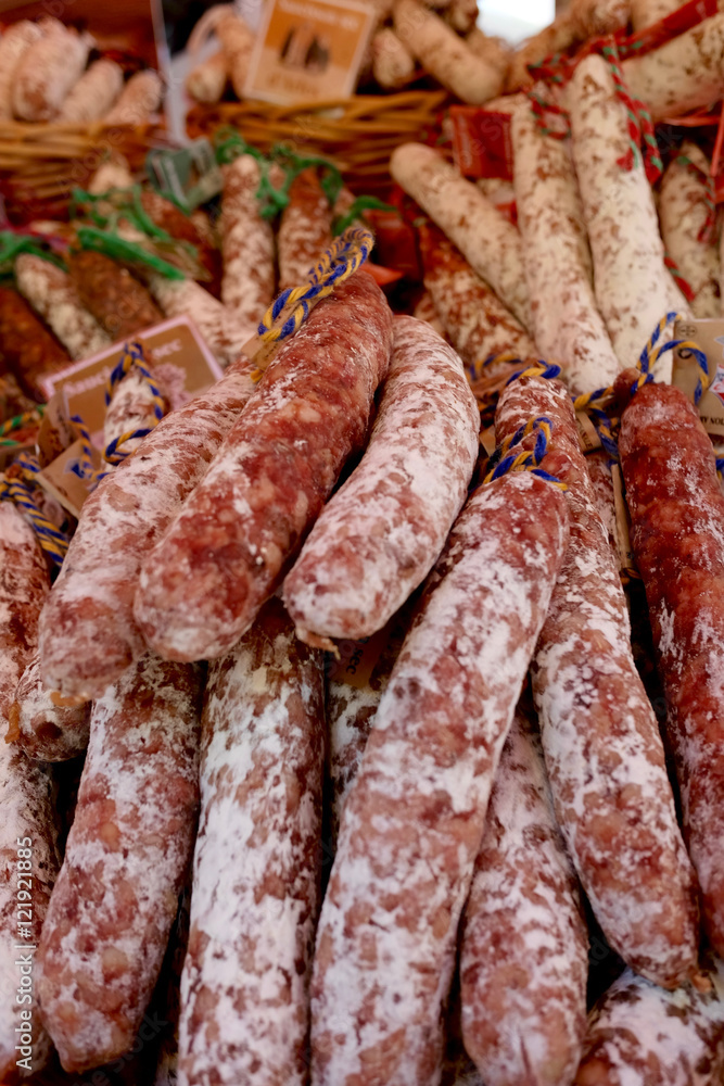 Sausage for sale at local market
Sausage for sale at local market