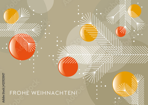Weihnachtsbaum mit Kugeln, Grafik, Weihnachtsgruß, geometrische Formen