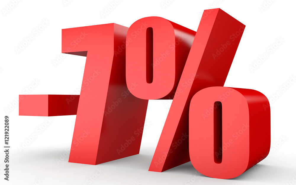 Discount 7 percent off. 3D illustration on white background. Discount 7 percent off. 3D illustration on white background.