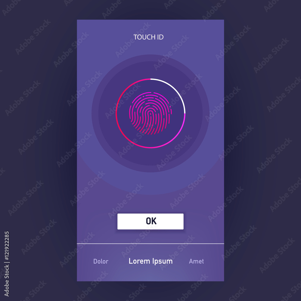 Naklejka premium Mobile application interface design.Touch ID App interface vector design