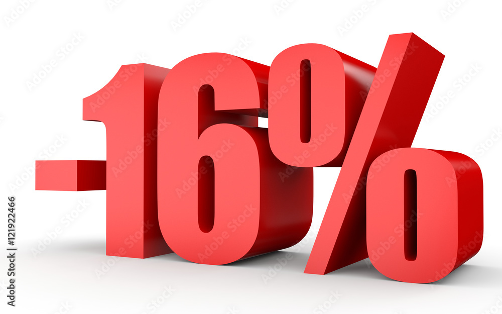 Discount 16 percent off. 3D illustration on white background. Discount 16 percent off. 3D illustration on white background.