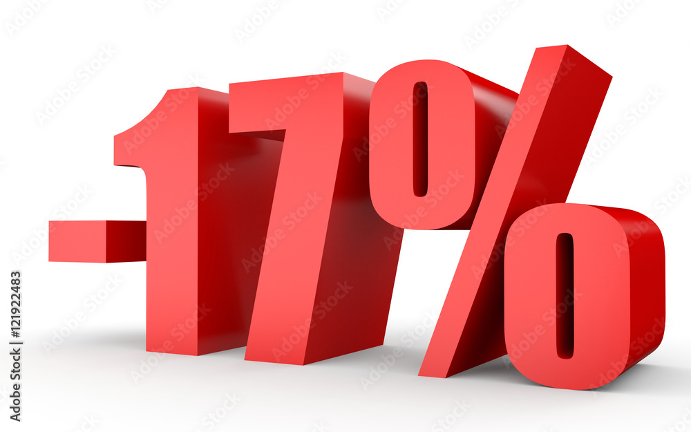 Discount 17 percent off. 3D illustration on white background. Discount 17 percent off. 3D illustration on white background.