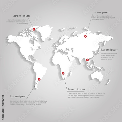 World map infographic template. Vector illustration.
